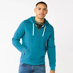 Men's Sonoma Goods For Life® Quarter-Zip Hoodie -Mens Winter Outdoor Clothing Shop 5595318 Blue