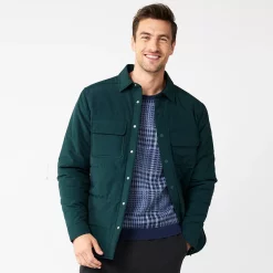 Men's Apt. 9® Quilted Puffer Shirt Jacket -Mens Winter Outdoor Clothing Shop 5670829 Eternity Green