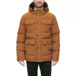 Men's Levi's® Four Pocket Hooded Parka -Mens Winter Outdoor Clothing Shop 5697512 Worker Brown