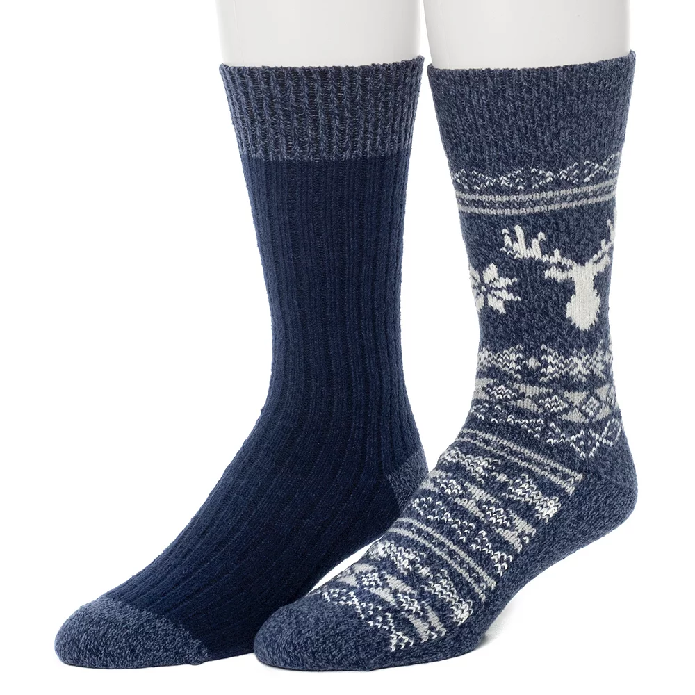 Men's ClimateSmart by Cuddl Duds 2-Pack Geometric Deer Fairisle Crew Socks 4 Men's ClimateSmart by Cuddl Duds 2-Pack Geometric Deer Fairisle Crew Socks - Image 2