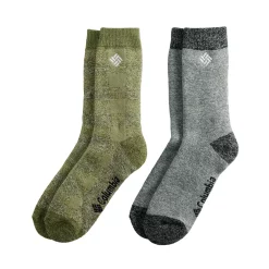 Men's Columbia Lifestyle Check Mate Medium Thermal 2-Pack Crew Socks -Mens Winter Outdoor Clothing Shop 5766436 ALT