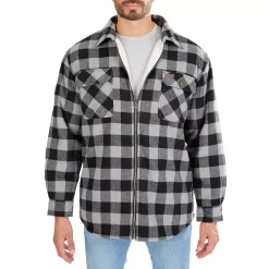 Men's Smith's Workwear Zip-Front Sherpa-Lined Flannel Shirt Jacket