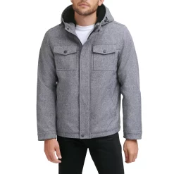 Men's Dockers Hooded Softshell Sherpa Lined Jacket -Mens Winter Outdoor Clothing Shop 5926042 Heather Gray