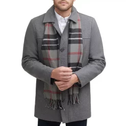 Men's Dockers Wool Blend Coat with Scarf 13 Men's Dockers Wool Blend Coat with Scarf -Mens Winter Outdoor Clothing Shop 5926045 Light Gray