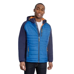 Men's London Fog Hybrid Hooded Packable Jacket -Mens Winter Outdoor Clothing Shop 5935034 True Blue