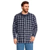 Big & Tall Lands' End Flannel Sherpa-Lined Shirt Jacket -Mens Winter Outdoor Clothing Shop 5989681 Navy Ivory Plaid