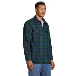 Big & Tall Lands' End Flannel Sherpa-Lined Shirt Jacket -Mens Winter Outdoor Clothing Shop 5989682 ALT2