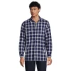 Men's Lands' End Flannel Sherpa-Lined Shirt Jacket -Mens Winter Outdoor Clothing Shop 5989754 Navy Ivory Plaid