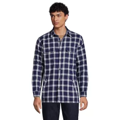 Men's Lands' End Flannel Sherpa-Lined Shirt Jacket