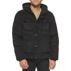 Men's Levi's® Quilted Corduroy Sherpa-Lined Puffer Jacket -Mens Winter Outdoor Clothing Shop 6033058 Black