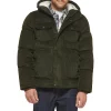 Men's Levi's® Quilted Corduroy Sherpa-Lined Puffer Jacket -Mens Winter Outdoor Clothing Shop 6033058 Olive