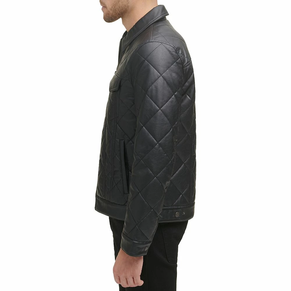 Men's Levi's® Faux-Leather Diamond Quilted Trucker Jacket 4 Men's Levi's® Faux-Leather Diamond Quilted Trucker Jacket - Image 2