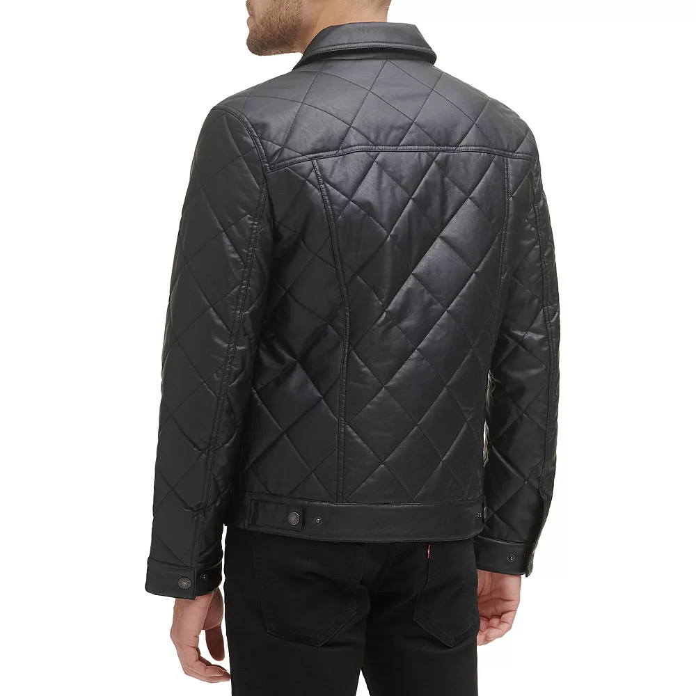Men's Levi's® Faux-Leather Diamond Quilted Trucker Jacket 6 Men's Levi's® Faux-Leather Diamond Quilted Trucker Jacket - Image 4